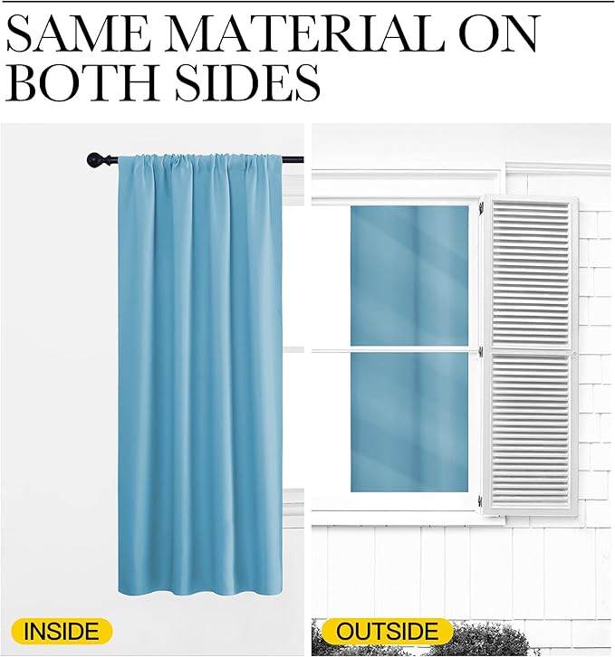 NICETOWN Blackout Curtains for Bedroom, Blackout Curtain Panels, Teal Blue, 1 Pair, 62 by 63-inch, Window Treatment Energy Saving Thermal Insulated Solid Rod Pocket Blackout Drapes/Draperies