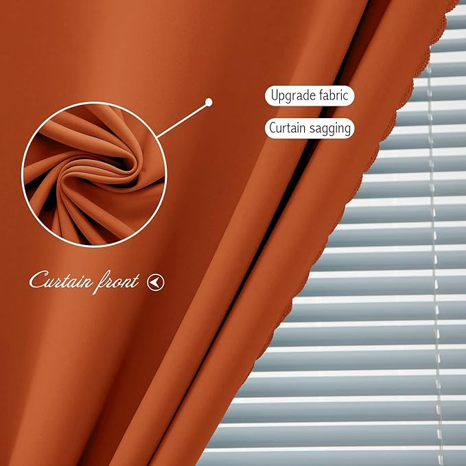 Self Adhesive Curtains Portable Blackout Curtain Simple and Easy to Install Bedroom Window Thermal Lnsulated Kitchen Room Darkening Black Small Drapes, 35" W X 71" L, Orange, 1 Panel