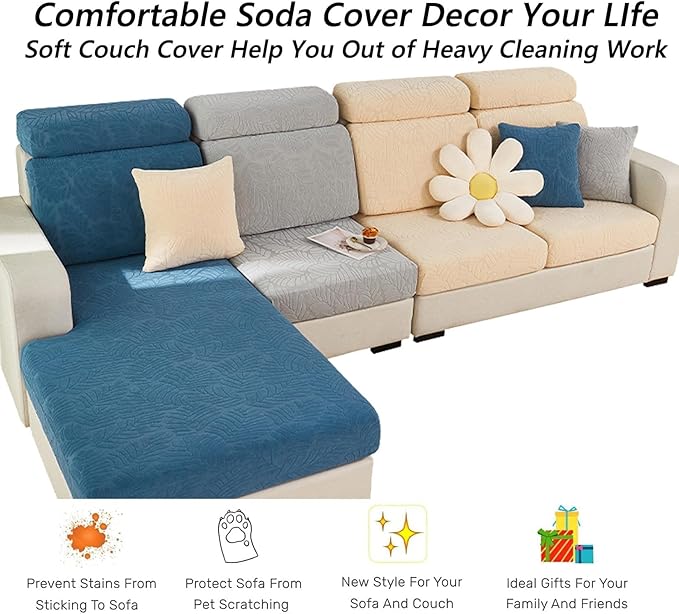 Soothing Home Sofa Covers, Sofa Hero Covers, Wear-Resistant Universal Couch Covers Washable Stretch Sectional Couch Cushion Covers (Green,Back Cover L)