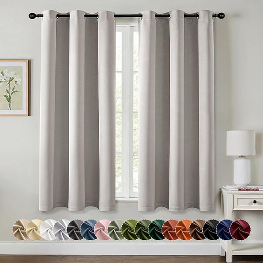 MIULEE Cobblestone Blackout Curtains - Bedroom Window Treatment Curtains Thermal Insulated Room Darkening Drapes for Living Room Kitchen Grommet Light Blocking Drapery, 40 x 54 Inches Long, 2 Panels