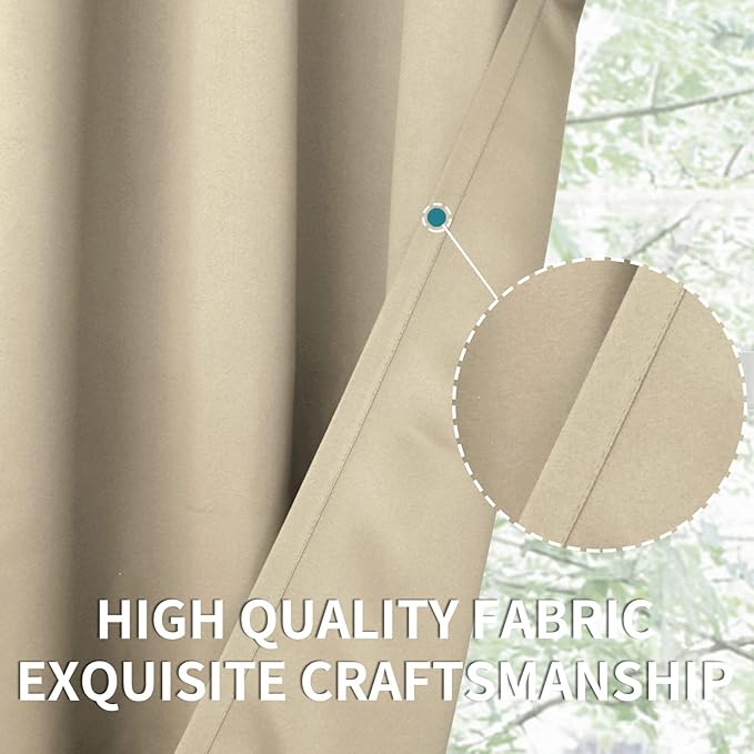 BGment Room Darkening Curtains 96 Inches Long - Grommet Thermal Insulated Drapes Window Treatment Curtains for Bedroom, 2 Panels, 55 x 96 Inch, Beige