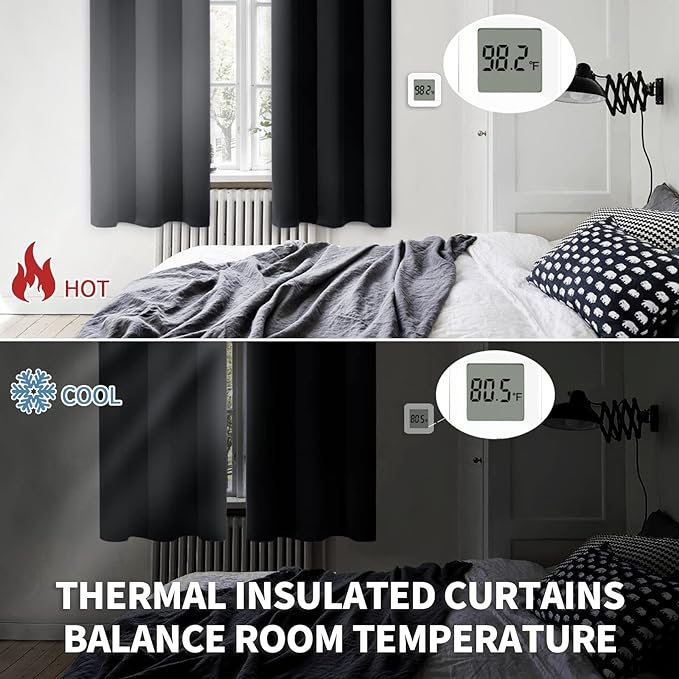 BGment Blackout Curtains - Grommet Thermal Insulated Room Darkening Bedroom and Living Room Curtains, Set of 2 Panels (52 x 120 Inch, Black)