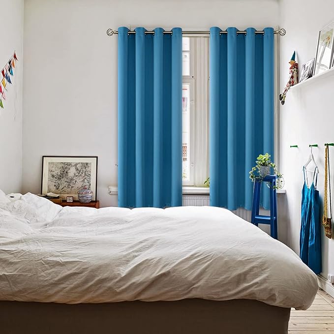 BGment Blackout Curtains - Grommet Thermal Insulated Room Darkening Bedroom and Living Room Curtains, Set of 2 Panels (52 x 72 Inch, Steel Blue)