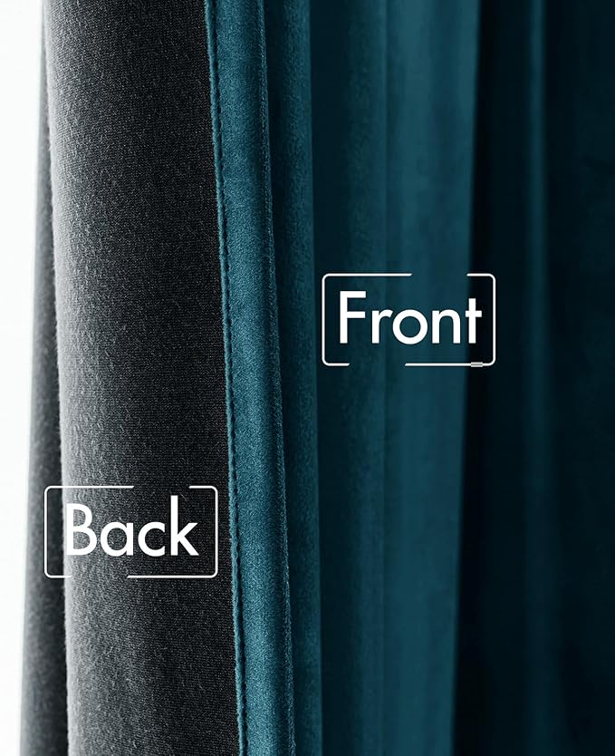 MIULEE Blue Velvet Curtains 84 inches 2 Panels - Luxury Room Darkening Curtains for Bedroom Living Room Thermal Insulated Super Soft Window Drapes Rod Pocket & Back Tab, Peacock Blue