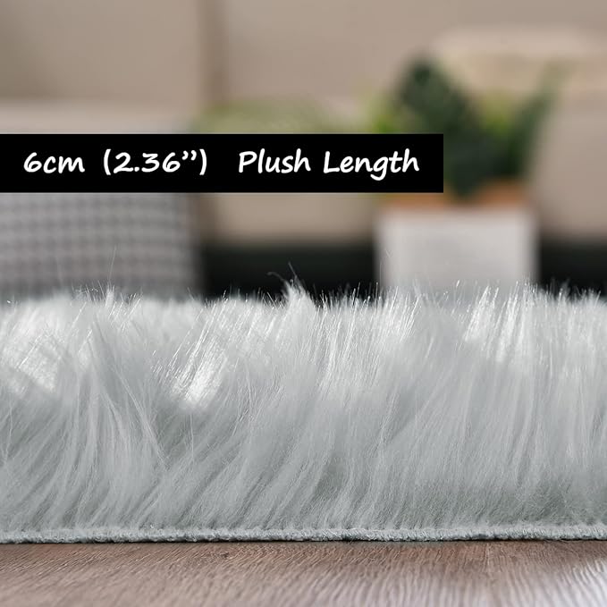 Goolela Grey Round Rug 3ft Fluffy Faux Sheepksin Fur Rug Fuzzy Gray Bedside Rugs for Bedroom Living Room Plush Soft Circle Shag Carpet