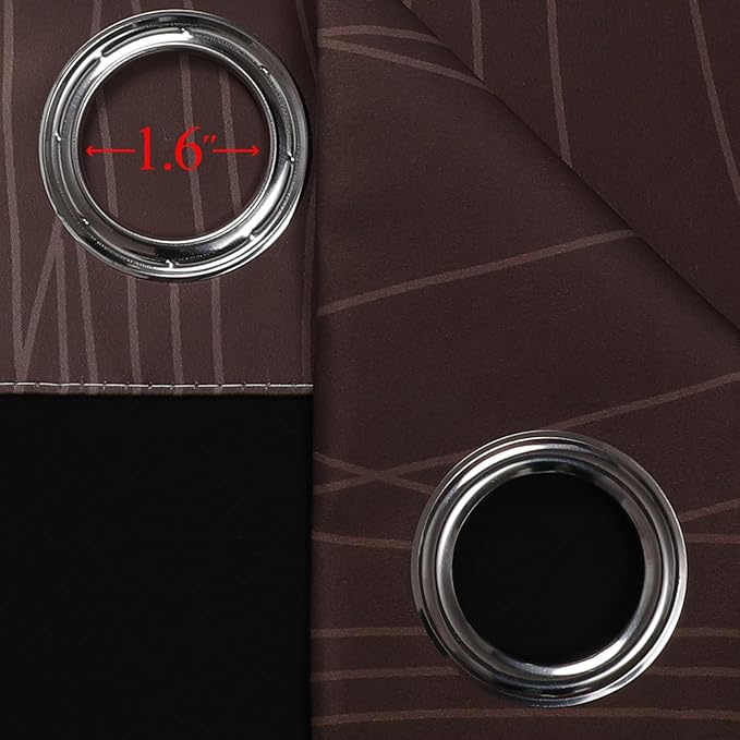 Estelar Textiler Brown and Greyish White Blackout Curtains 63 Inch Length 2 Panels Set, Full Room Darkening Grommet Ombre Curtains for Bedroom, Thermal Insulated Light Blocking Gradient Drapes,52Wx63L