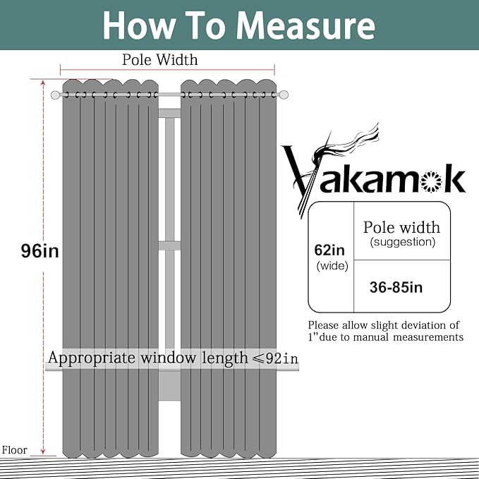 Yakamok Blackout Curtains Room Darkening Thermal Insulated Window Panels,Solid Grommet Top Drapes for Bedroom/Living Room(62Wx96L, Aqua, 2 Panels)