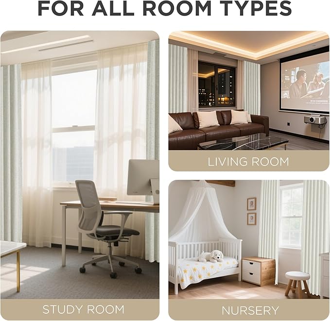 Joydeco Linen Blackout Curtains for Bedroom - 100% Light Blocking 1 Panels, Light Beige Drapes 70" W x 96" L, Thermal Insulated Room Darkening Curtains for Living Room, Rod Pocket & Back Tabs