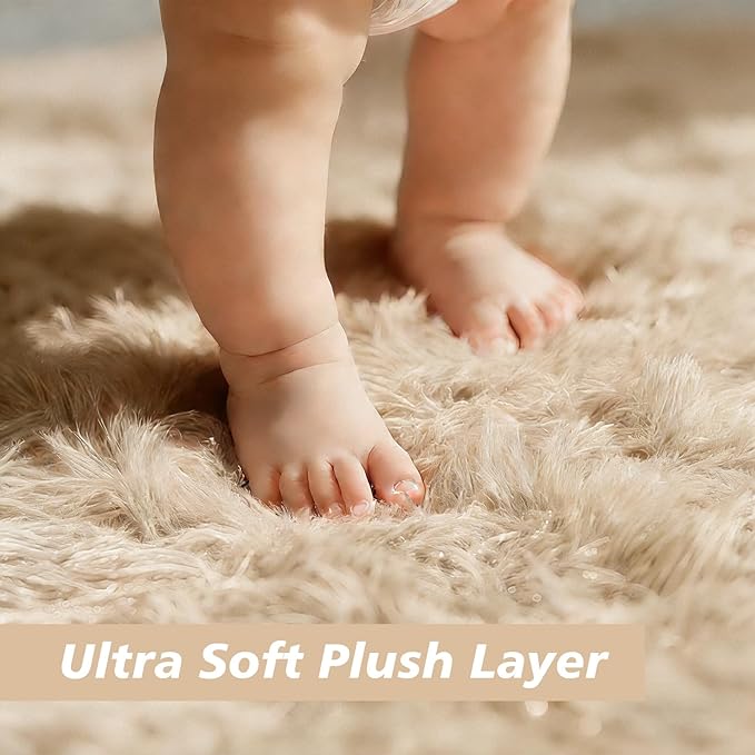 yulidayang Fluffy Round Area Rugs for Bedroom,4'X4'Shag Circle Area Rugs for Girls Room,Non Slip Fuzzy Plush Rug for Kids Room Living Room and Dorm Home Decor Rug