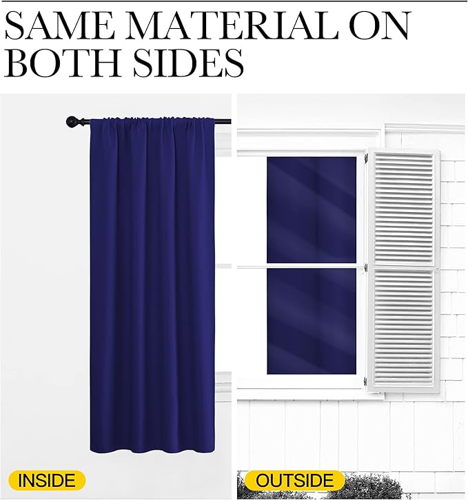 NICETOWN Navy Blue Curtains Blackout Draperies - Home Fashion Thermal Insulated Solid Drape Panels for Kid's Room, Privacy Window Dressing (1 Pair, 42 inches x 45-Inch)