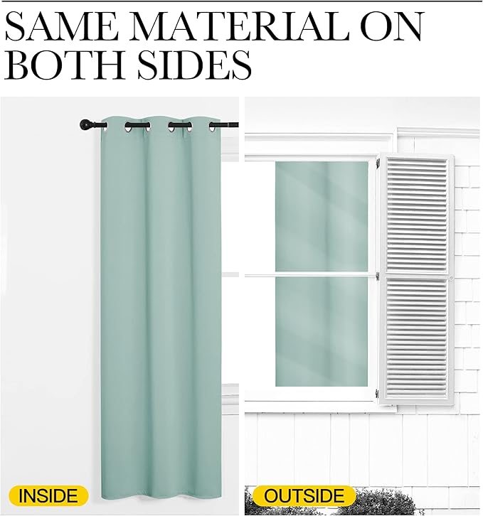 NICETOWN Aqua Blue Kitchen Blackout Short Curtain Panels for Bedroom, 2 Panels, W42 x L45 -Inch, Thermal Insulated Grommet Top Blackout Draperies and Drapes