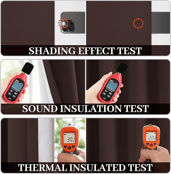 Yakamok Room Darkening 100% Blackout Curtains Grommet Window Treatments with 2 Thick Layers-Brown Thermal Insulated Drapes Set of 2 Panels for Bedroom Living Room 52 Inches by 72 Inches Length
