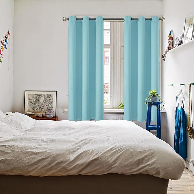 BGment Blackout Curtains - Grommet Thermal Insulated Room Darkening Bedroom and Living Room Curtains, Set of 2 Panels (42 x 63 Inch, Baby Blue)