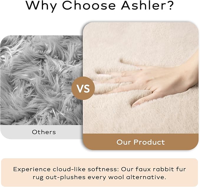 Ashler HOME DECO Ultra Soft Faux Rabbit Fur Chair Couch Cover Area Rug for Bedroom Floor Sofa Living Room Pink 2 x 3 Feet