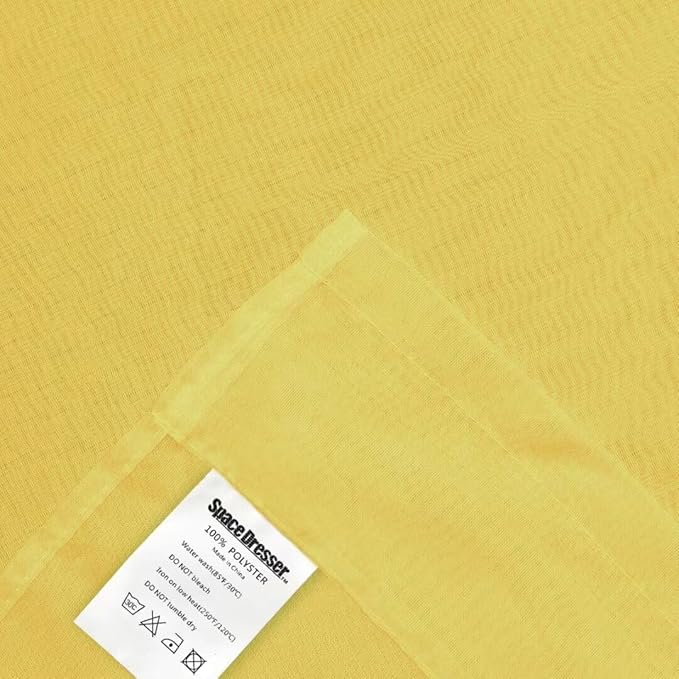 SpaceDresser Sheer Voile Window Treatment Rod Pocket Curtain Panels for Kitchen Bedroom Living Room Drapes Sunlight Filtering Privacy Semi Home Decor Assorted Colors Sizes (Yellow, 52 W x 45 L)