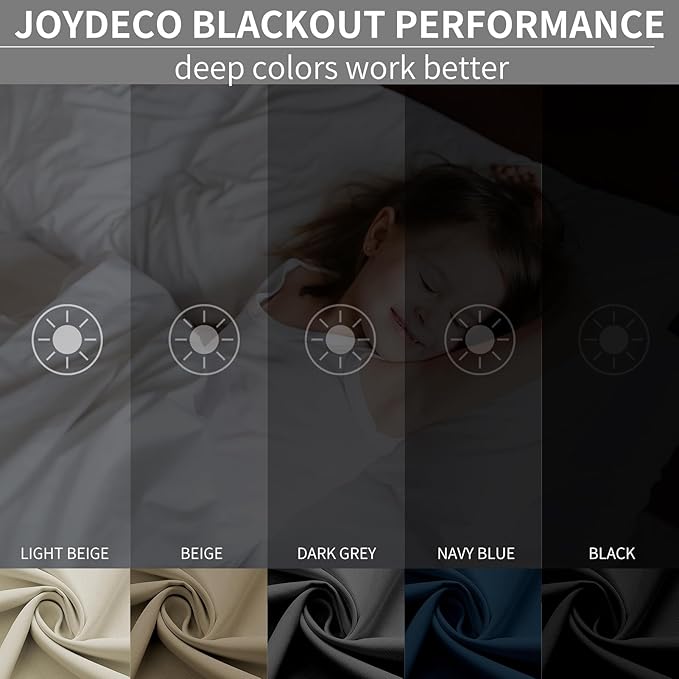 Joydeco Blackout Curtains 72 Inch Length 2 Panels Set, Thermal Insulated Long Curtains& Drapes 2 Burg, Room Darkening Grommet Drapes for Bedroom Living Room Window (Natural, W52 x L72 Inch)