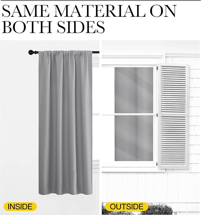 NICETOWN Blackout Curtain Panels 84 inches Long - Thermal Insulated Rod Pocket Blackout Drapes/Draperies for Sliding Glass Door Doorway (2 Panels, W70 x L84 inches, Silver Grey)