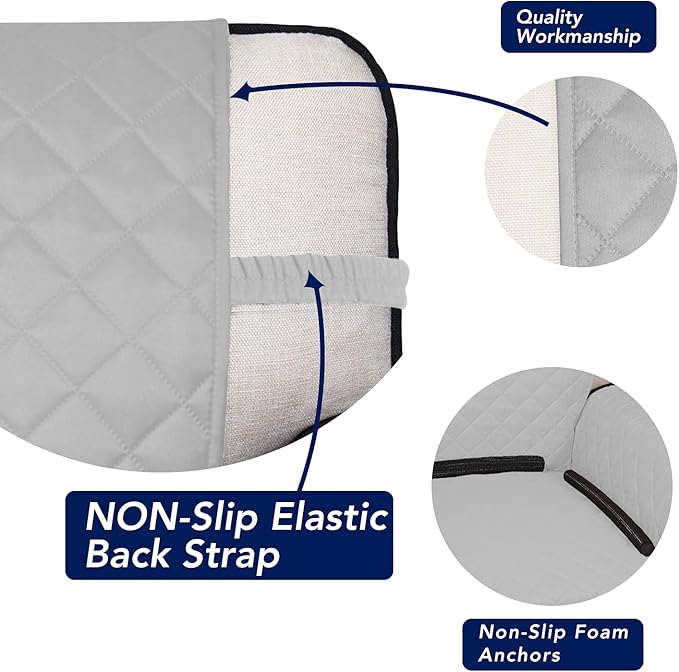 PureFit Reversible Quilted Sofa Cover, Water Resistant Slipcover Furniture Protector, Washable Couch Cover with Non Slip and Elastic Straps for Kids, Pets (Chair, Light Gray/Ivory)