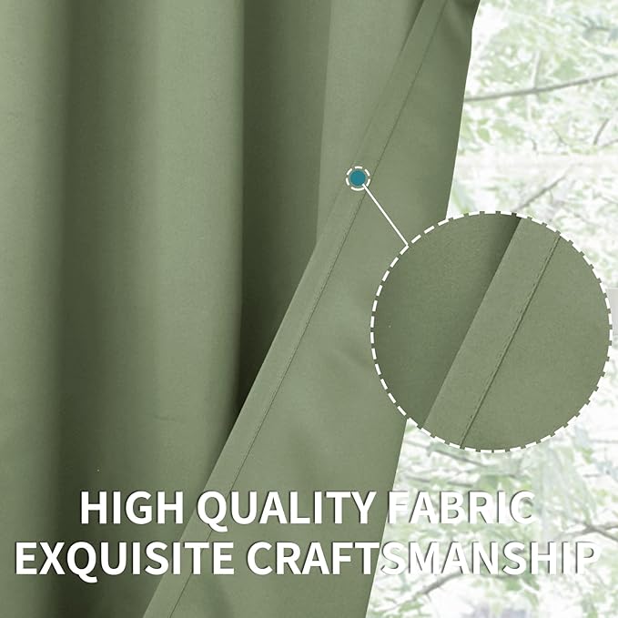 BGment Room Darkening Curtains 72 Inches Long - Grommet Thermal Insulated Drapes Window Treatment Curtains for Bedroom, 2 Panels, 42 x 72 Inch, Grass Green