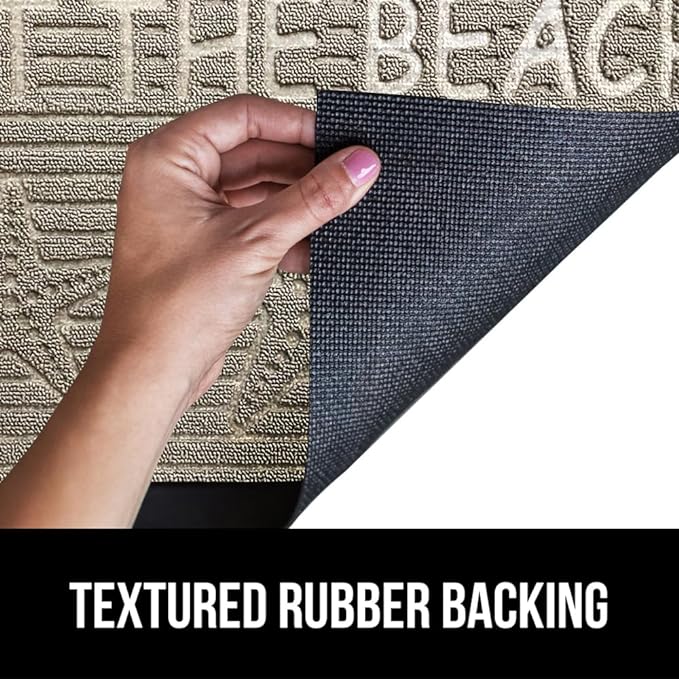 GORILLA GRIP 100% Waterproof All-Season WeatherMAX Doormat 35x23, US Designed Natural Rubber, Stain and Fade Resistant, Low Profile Indoor Outdoor Door Mats, Easy Clean Patio Mat, Sand Beach