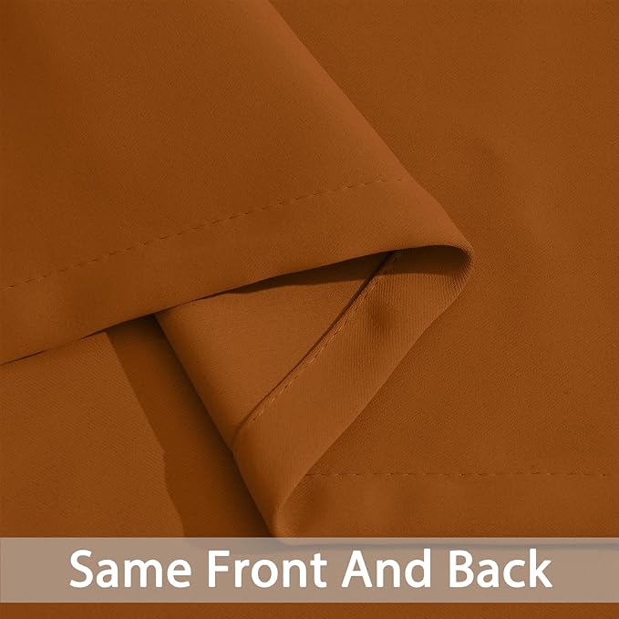 Yakamok Burnt Orange Blackout Curtains-Room Darkening Orange Thermal Insulated Grommet Set of 2 Panels for Bedroom Living Room, 52W x 72L, 2 Drapes