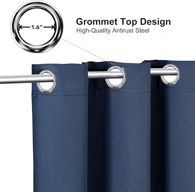 ChrisDowa Small Window Curtains for Kitchen and Bedroom - Grommet Short Thermal Insulated Room Darkening Curtains (2 Panels, Stone Blue, 42 x 36 Inch)
