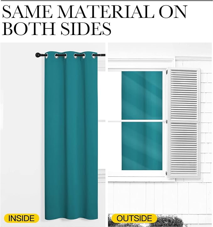 NICETOWN Room Darkening Curtains 90 inch Length 2 Panels, Thermal Insulated Grommet Blackout Curtains for Modern Casual Elegant Bedroom Kids Room Theme Decoration (Peacock Teal, 2 Pieces, W42)