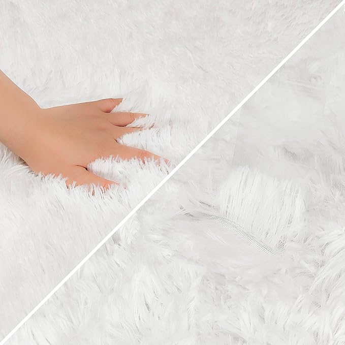 Runner Rug for Bedroom White 2x5ft Fluffy Area Rug Bedside Runner Rug for Kids Room Boys Teens Nursery Baby Living Room Dorm Home Decor Carpets Kid Sbedroom Rug