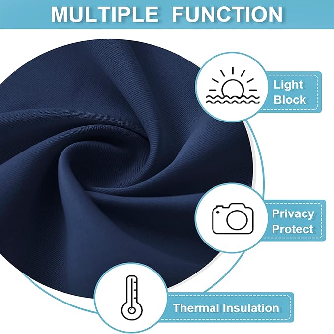 RYB HOME Kitchen Blackout Curtains Over Sink 36 inch Length, Rod Pocket Summer Light UV Blocking Energy Efficient, Cabinet Shelf Cupboard Coverings, Width 29 by Length 36, Navy Blue, 2 Panels
