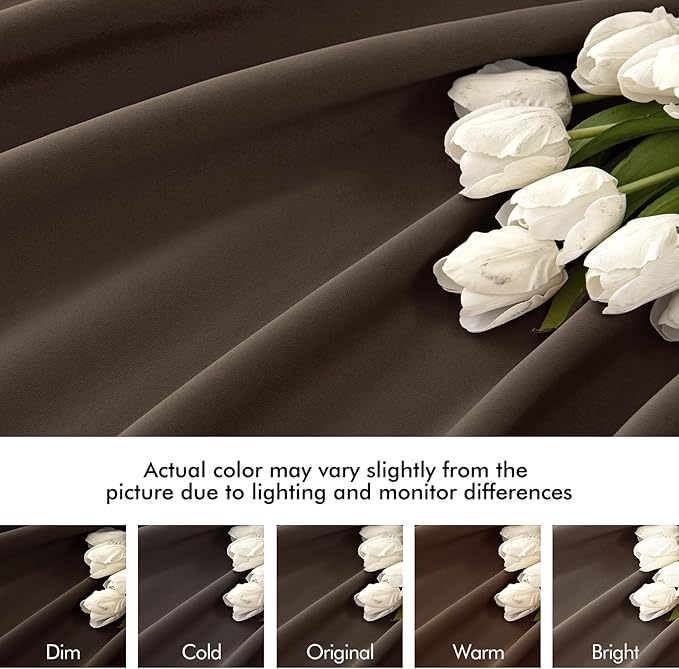 MIULEE Chocolate Brown Back Tab Blackout Curtains 108 Inch Long 2 Panels Set for Bedroom, Rod Pocket/Pinch Pleat Extra Long Thermal Insulated Living Room Darkening Pleated Light Blocking Drapes