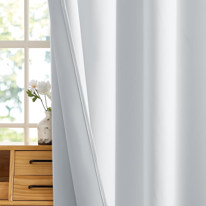 RYB HOME White 100% Blackout Curtains, Short Thermal Insulated Heat & UV Blocking Total Room Darkening Privacy Drapes for Small Window, Width 42 by Length 30, White, 2 Panels