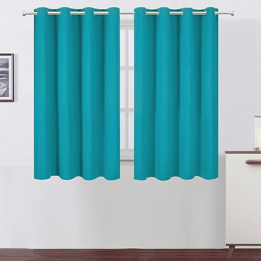 LEMOMO Teal Thermal Blackout Curtains/52 x 54 Inch/Set of 2 Panels Room Darkening Curtains for Bedroom