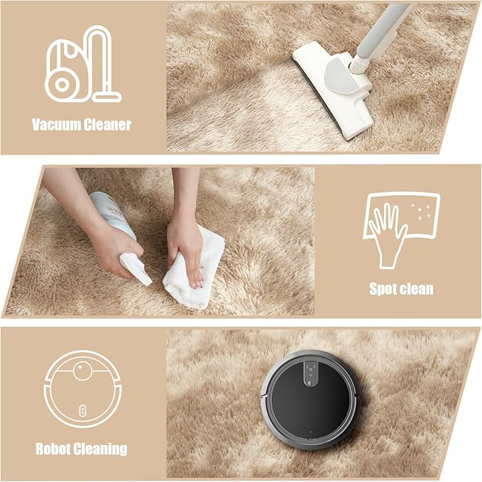 Shag Area Rug for Bedroom 4x6,Fluffy Area Rugs for Living Room,Soft Fuzzy Rug Non-Shedding Indoor Plush Carpet for Kids Bedroom Nursery Dorm Home Decor,Tie-Dyed Beige