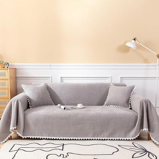 HANDONTIME Couch Cover for Dogs Grey Sectional Couch Covers for 2 Cushion Couch Sofa Flower Cute Sofa Covers Machine Washable Easy Install Couch Blanket Cover Slip Covers for Sofas/Couches, 71" X118"