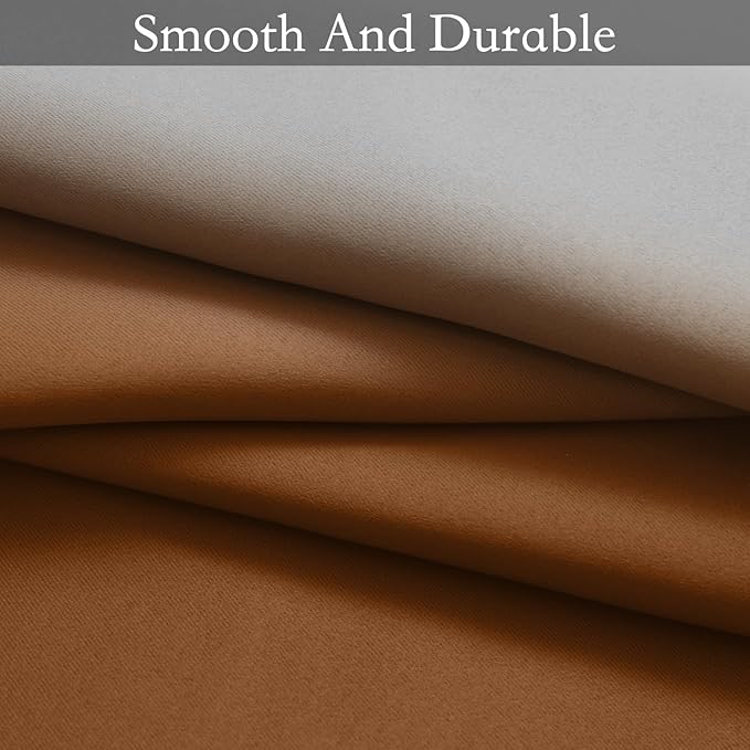 SimpleHome Ombre Room Darkening Curtains for Living Room, Light Blocking Burnt Orange to Grey White Thick Thermal Insulated Grommet Window Curtains Drapes for Bedroom, 2 Panels, 52x63 inches Length