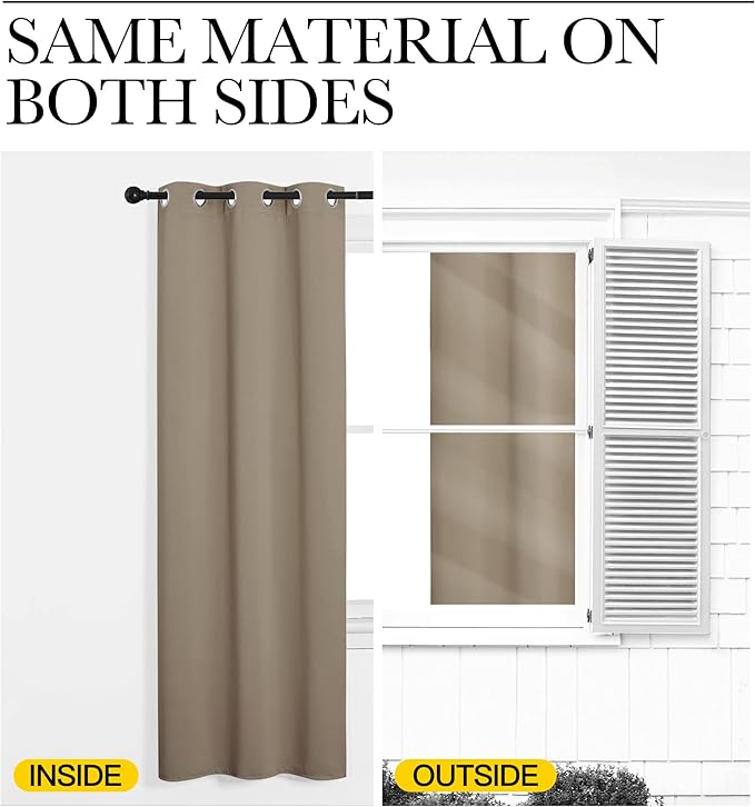 NICETOWN Taupe Blackout Curtains 86" Long, 55" Wide, 2 Pieces for Office, Dining, Guest Room - Sound Reducing, Heat and Cold Block Panels for Modern Decorative