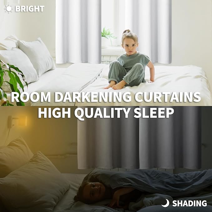 BGment Room Darkening Curtains for Bedroom - Grommet Thermal Insulated Window Treatments Light Blocking Curtains for Living Room, Set of 2 Panels, Each 46 x 63 Inch, Pure White
