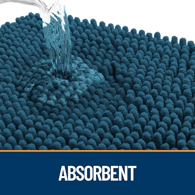 OLANLY Dog Door Mat for Muddy Paws 59x32, Absorbs Moisture and Dirt, Absorbent Non-Slip Washable Doormat, Quick Dry Chenille Mud Mat, Entry Indoor Entryway Carpet for Inside Floor, Atlantic Blue