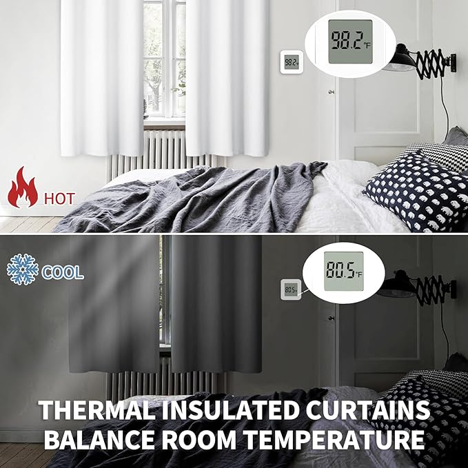 BGment Room Darkening Curtains 84 Inches Long - Grommet Thermal Insulated Drapes Window Treatment Curtains for Bedroom, 2 Panels, 52 x 84 Inch, Pure White