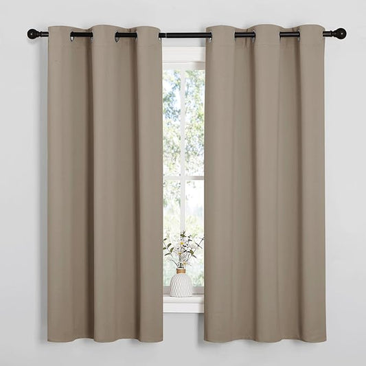 NICETOWN Blackout Curtains & Drapes for Bedroom, Taupe, W34 x L40, Set of 2, Triple Weave Grommet Top Thermal Insulated Light Blocking Panels for Bathroom/Living Room