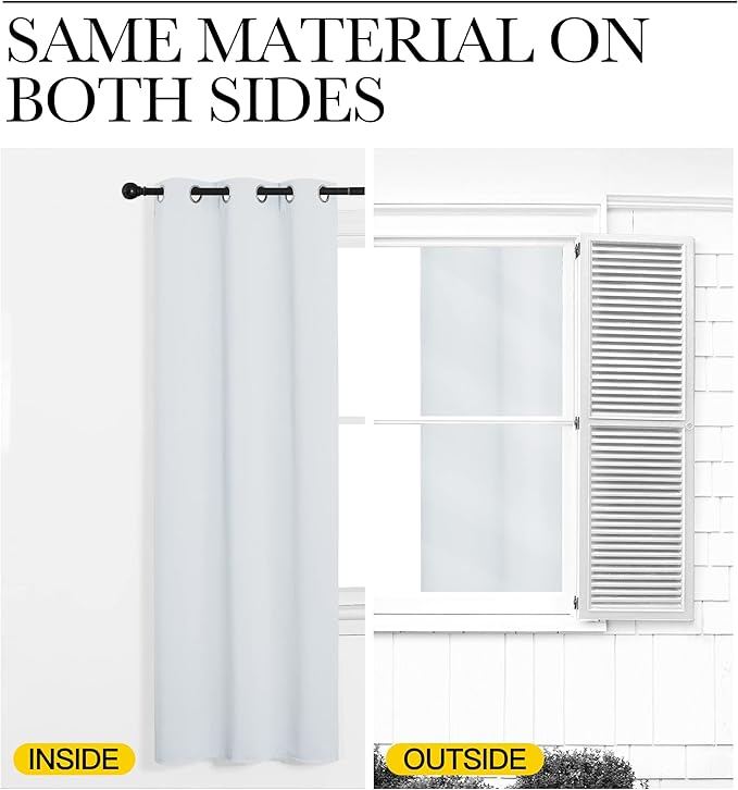 NICETOWN Bedroom Blackout Curtains Panels, 1 Pair, 52 inches by 92 Inch, Greyish White, Triple Weave Energy Saving Thermal Insulated Solid Grommet Blackout Draperies for Patio
