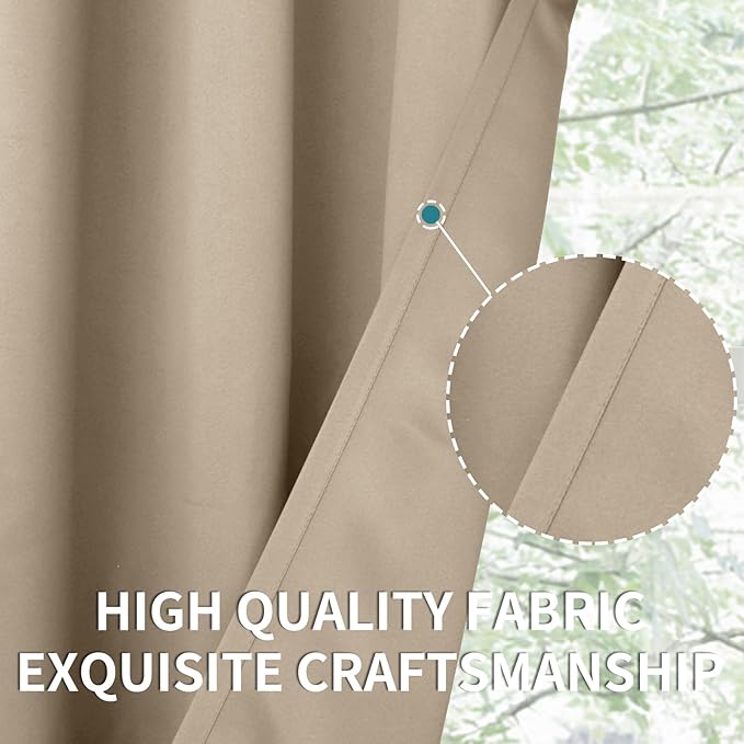 BGment Blackout Curtains - Grommet Thermal Insulated Room Darkening Bedroom and Living Room Curtains, Set of 2 Panels (46 x 54 Inch, Sand)