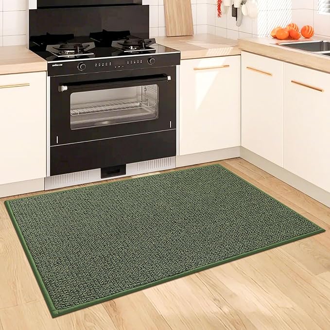 BEQHAUSE Kitchen Rugs 20"x32", Non-Slip Kitchen Mats for Floor, Super Absorbent and Stain Resistant Kitchen Rugs, Machine Washable Rugs for Kitchen, Hallway, Laundry & Sink, Green