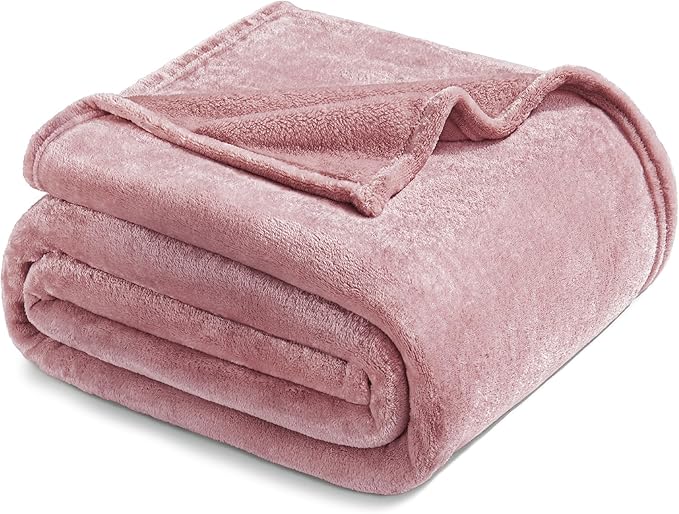 Exclusivo Mezcla Fleece Blanket Twin Size for Bed, Super Soft and Warm, All Season, Cozy, Plush, Lightweight, 90x66 Inches, Dusty Pink