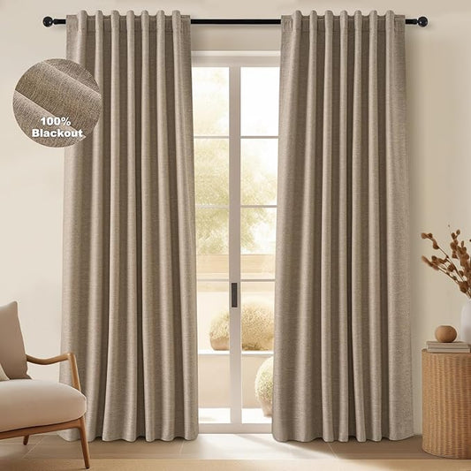 100 Inch Long Black Out Burlap Custom Curtains