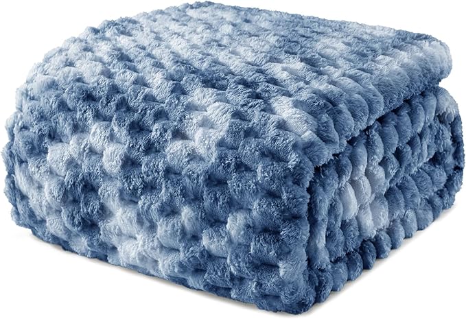 Exclusivo Mezcla Fleece King Blanket for Bed, Extra Large Fuzzy Tie-dye Stone Blue Bed Blankets, Soft Cozy Plush Sofa Throws for All Seasons, 90x104 Inches