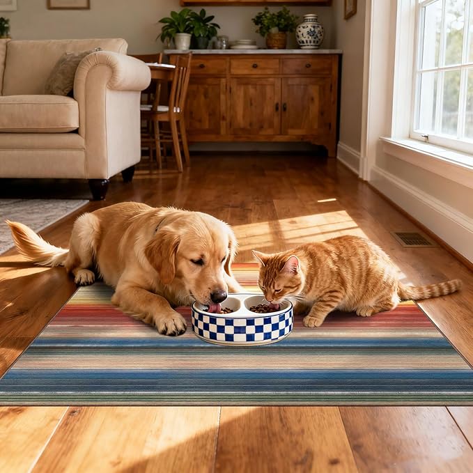 Modern Outdoor Rug - 28" x 43" Front Door Mat Indoor Outside Entrance Non-Slip Washable Outdoor Mat Rust Ombre Entry Rug for Entryway Kitchen Bedroom Layered Doormat for Front Porch Decor