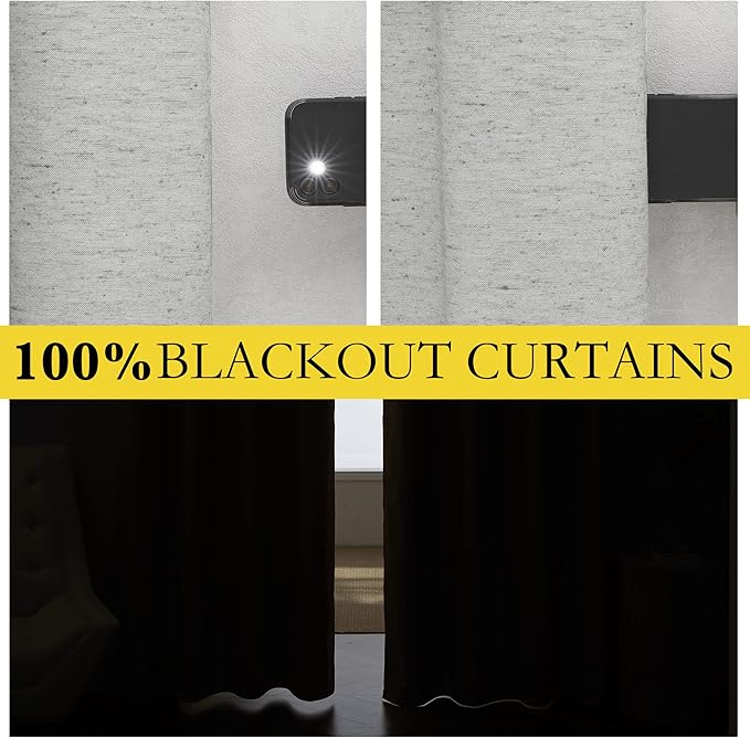 NICETOWN Grey 100% Blackout Curtain Panels, Set of 2, 42" Wide by 54" Long, Thermal Insulated White Thermal Insulated Liner Drapes for Nursery, Noise Reducing and Heat Blocking Drapes for Windows