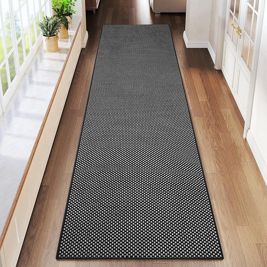 YDKGL 2x8 ft Runners for Hallways Extra Long Woven Washable Kitchen Runner Mat Rugs Non Slip, Soft Entryway Laundry Hall Floor Runner Carpet for Bedroom Hallway Living Room, Black