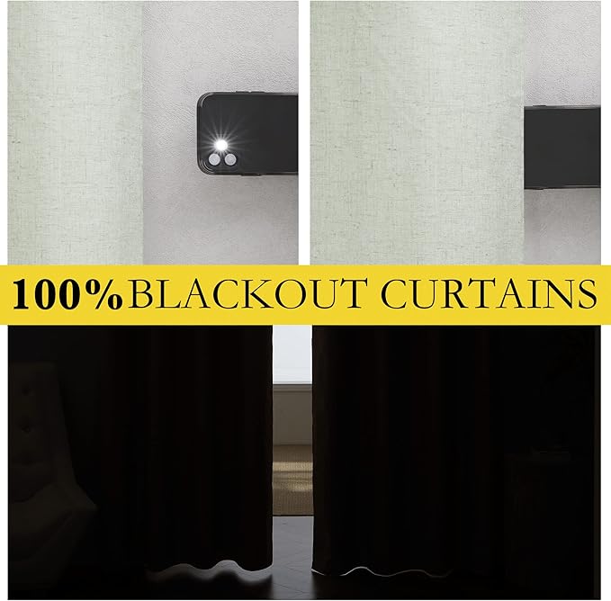 NICETOWN Sage Green 100% Blackout Short Curtains 68 inches Lenghth Burg for Kitchen, 2 Panels, Burlap Linen Drapes with Thermal Insulated White Liner, Keeping Out Cold Air and Heat Panels